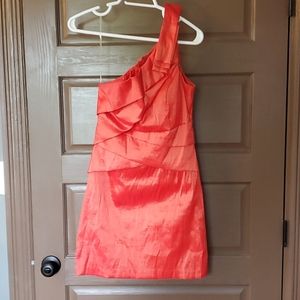 Sexy coral single shoulder dress